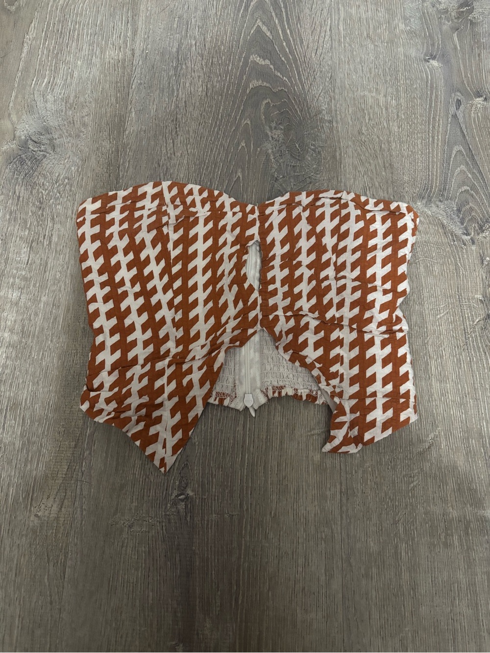 Rust and White Houndstooth Cut out Tube Top